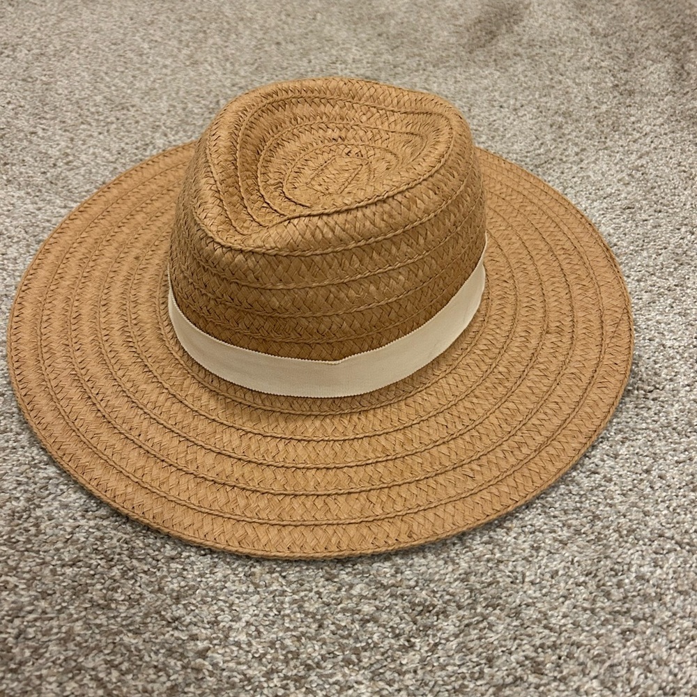 Madewell Tan Straw Hat with Brown Band
